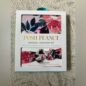 [Posh Peanut] Floral Swaddle and Headwrap Set